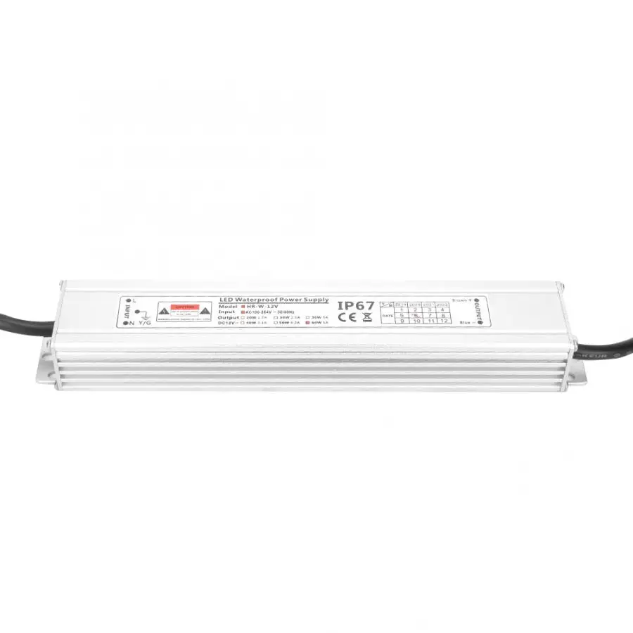 Водонепроницаемый источник питания 5A 60W AC100~ 264V к DC 12V трансформатор постоянного напряжения для светодиодной ленты