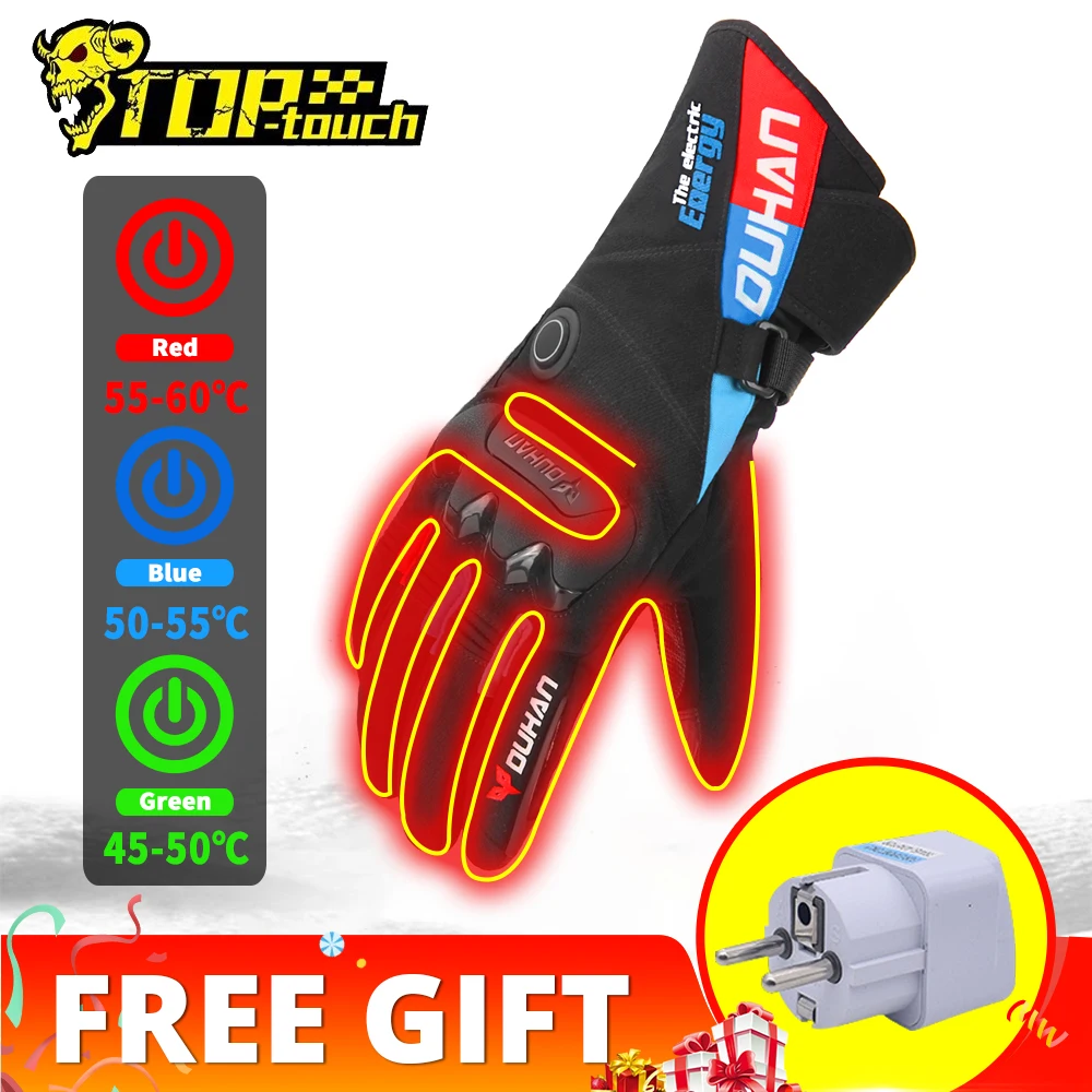 DUHAN мотоциклетные перчатки зимние водонепроницаемые с подогревом Guantes Moto