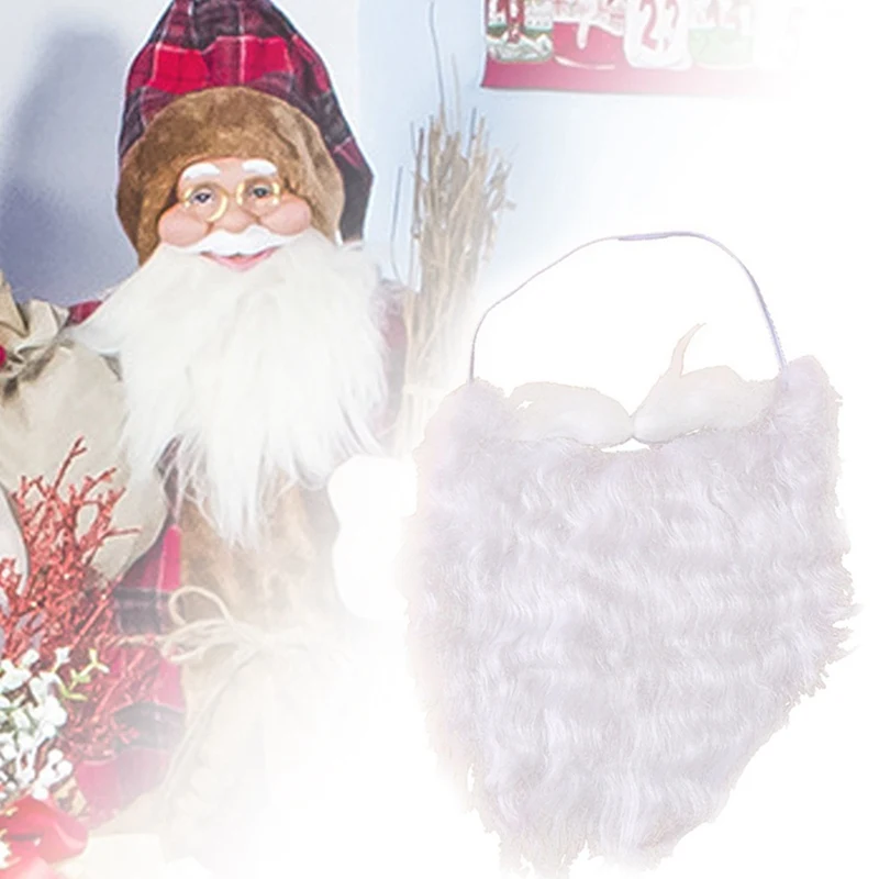 Белый маскарадный костюм Санта-Клауса с усами, комплект бороды, рождественские вечерние украшения, аксессуары для волос