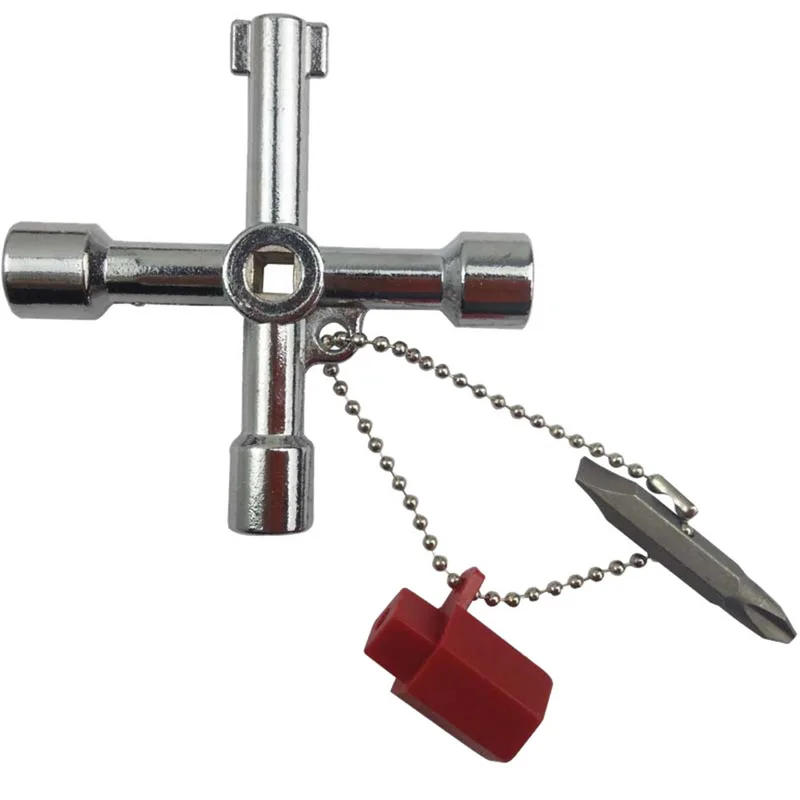 

4 in 1 Universal Cross Key Plumber Multifunction Keys Meter Cabinets Bleed Radiators for Gas Electric Meter