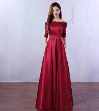 DongCMY длинное торжественное вина Выпускные платья Vestidos Атласный халат de soiree Вечернее платье вечерние платья - Цвет: Wine