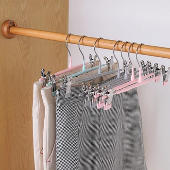 

Stainless Steel Non-slip Coat Hanger Multifunctional Pants Clip Adjustable Telescopic Drying Rack Household Wardrobe StorageTool