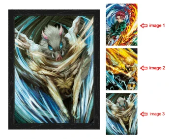 

Three In One 3D Lenticular Poster Demon Slayer Flip Gradient Wallpaper Anime Painting Christmas Decoration Wall Cover Home Decor