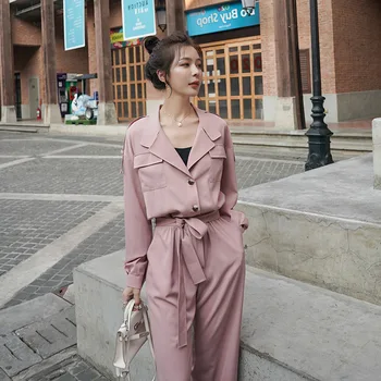 

Woman Personality Long Sleeve Waist Jumpsuits Women Long Loose Rompers Ladies Casual Playsuit