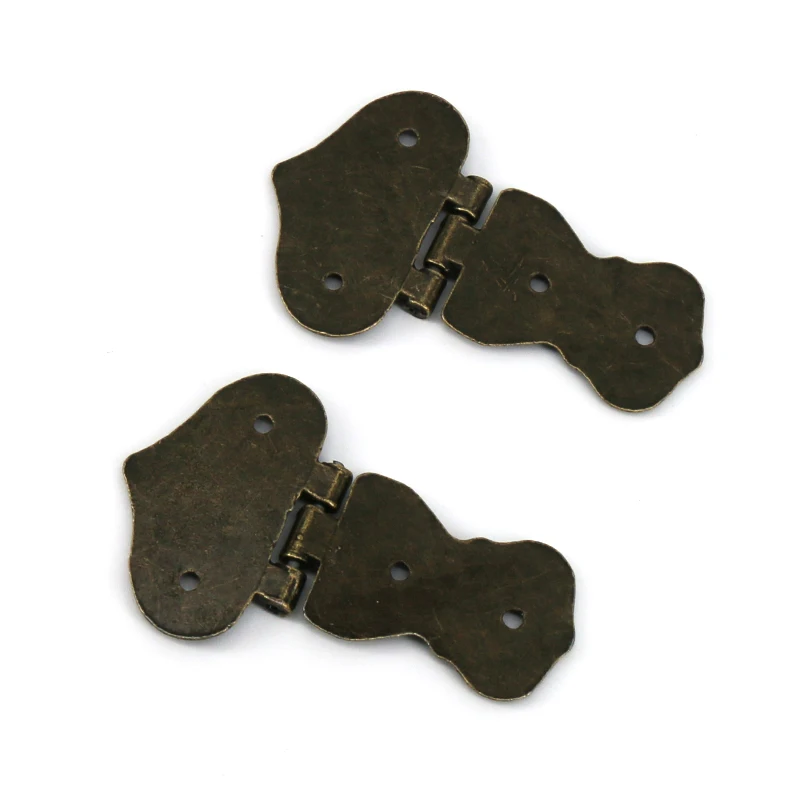 Cabinet Hinges 2pcs Vintage Bronze Cabinet Hinges Decoration Jewelry Box Wooden box Hinge With Screws Drawer Furniture Fittings