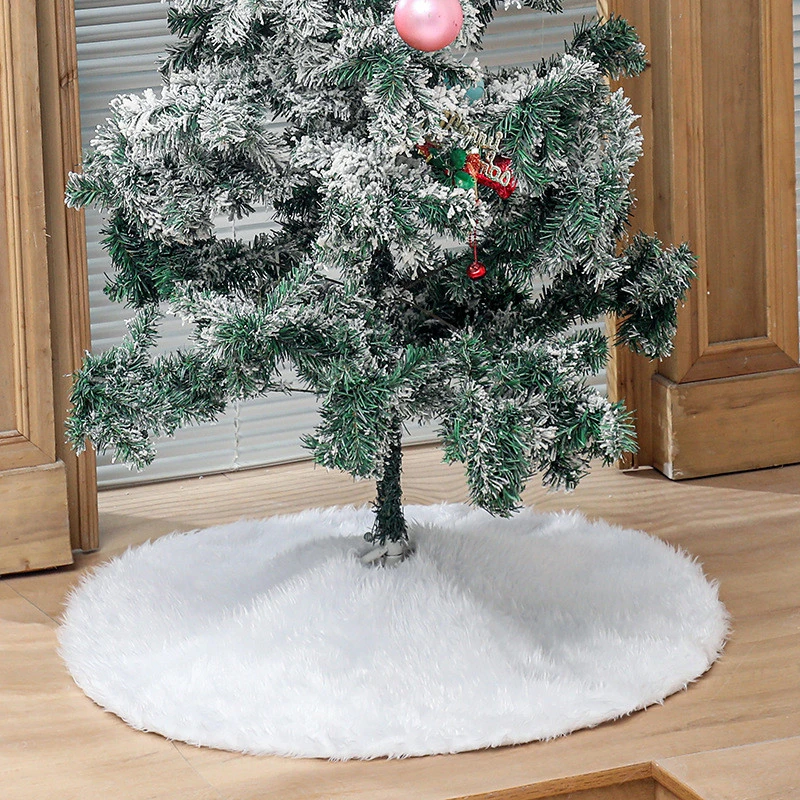 Long Snow Plush Christmas Tree Skirt Base Floor Mat Cover Xmas Party