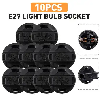 

10 Pcs T10 V-2 Car Instrument Lamp Bases E27 Light Bulb Holder Led Incandescent Lamp Socket Heat-resistant Lighting Accessories