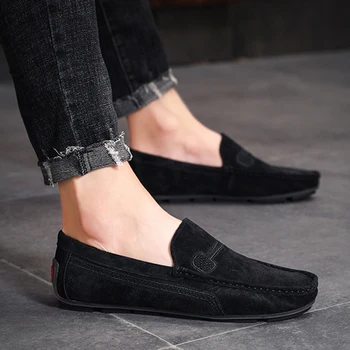 

Plus Size Men Casual Shoes Summer Spring Genuine Leather Driving Shoes Fashion Slip On Soft Flat Moccasins Men Loafers New VT859