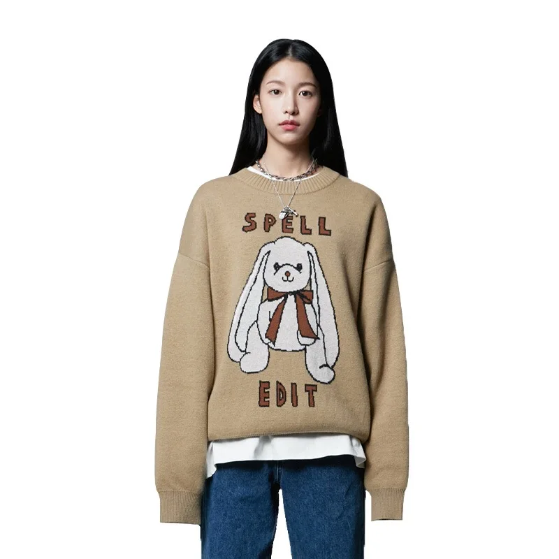 

2020 Korean Fall/Winter New Casual Women'S Lazy Sweater And Jumpers Rabbit O-Neck All-Match Loose-Fitting Outer Sweaters 2827