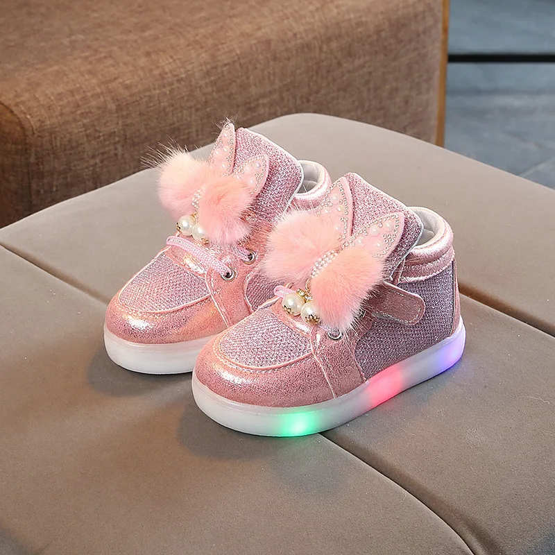Новинка года; Осенняя детская обувь для малышей; Светодиодный свет; спортивные ботинки для девушек; повседневная обувь для маленьких детей; кроссовки; От 1 до 6 лет - Цвет: pink