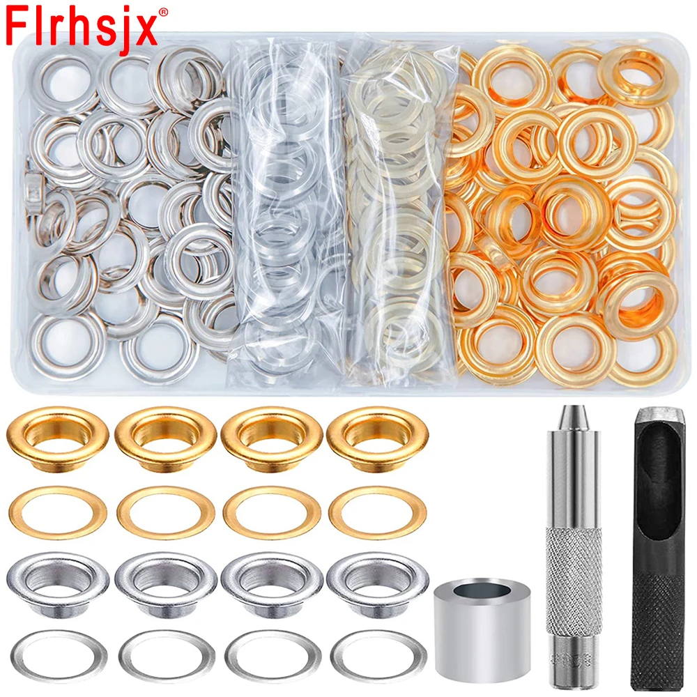 100pcs Metal Grommets Eyelets Kit 1/2 Inch Grommet Tool with Install