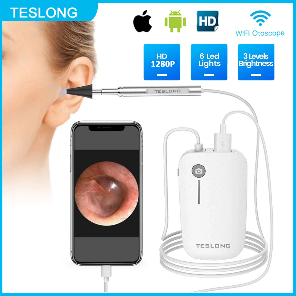 TESLONG HD Ear Endoscope Camera 3.9mm Wifi Medical Otoscope 1280P