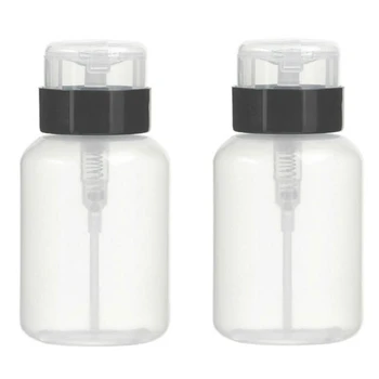 

220Ml Pack of 2 Push Down Empty Lockable Pump Dispenser Bottle for Nail Polish and Makeup Remover
