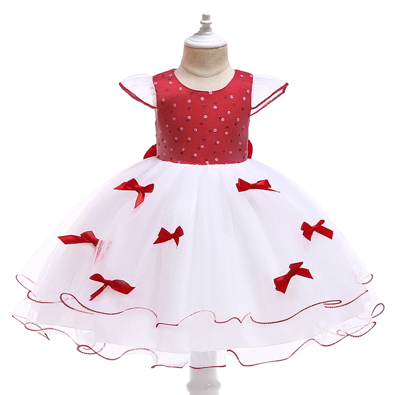 

Elegant Party Princess Dress For Children Girl Bow Birthday Party Wedding Dresses Childs Custome Clothing Carvinal Clothes