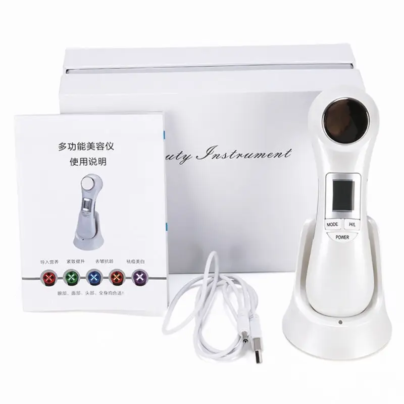 

Ultrasonic Color Light RF Micro-electric Vibration Multi-function Beauty Instrument Skin Firming Needle-free Face Shaping Device