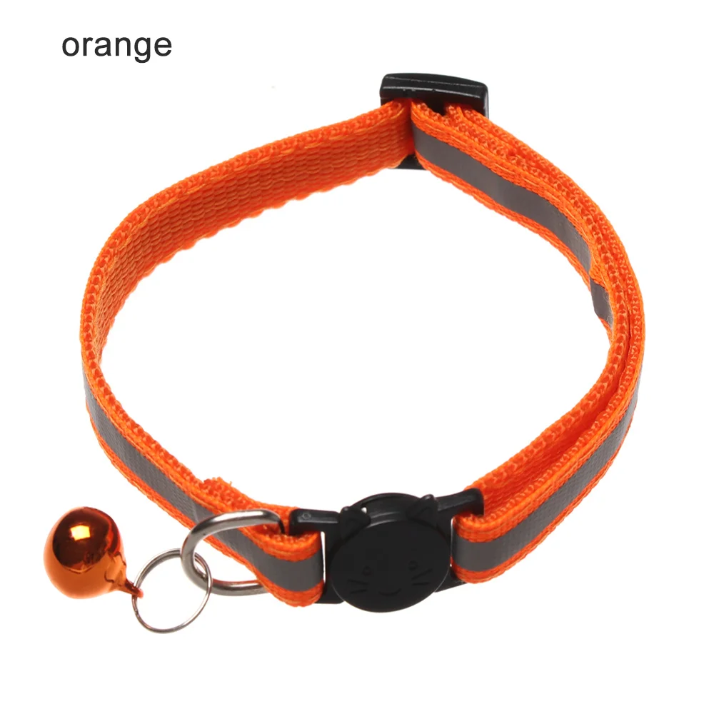 Adjustable 10 colors Cute Nylon Dog Collars Pet Collars With Bells Charm Necklace Collar For Little Dogs Cat Collars Neck Strap - Цвет: orange