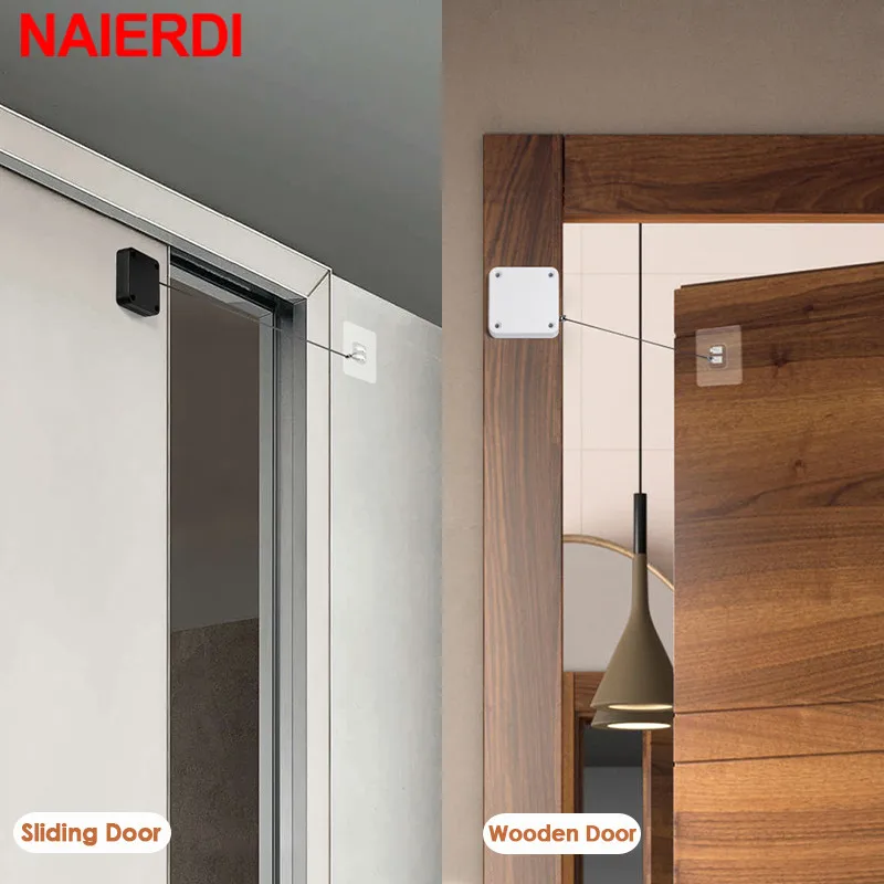 Door Closer NAIERDI Automatic Door Closer Punch-Free Adjustable Door Closers For Sliding Glass 500g-1000g Tension Closing Device