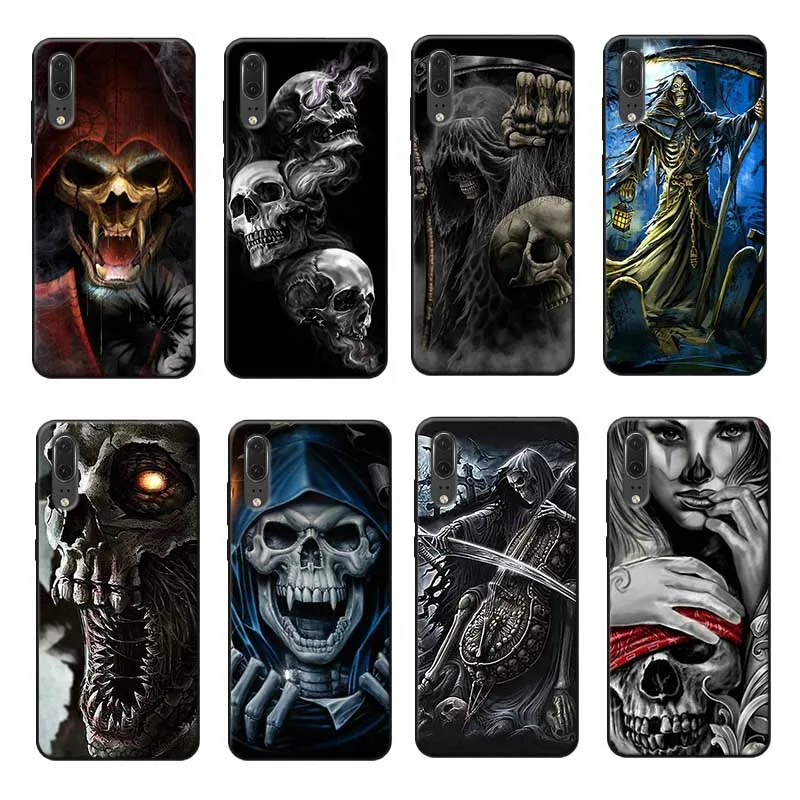 For huawei honor 9x pro 8x 10 20 lite Clear Soft Silicone Phone Case Grim Reaper Skull |