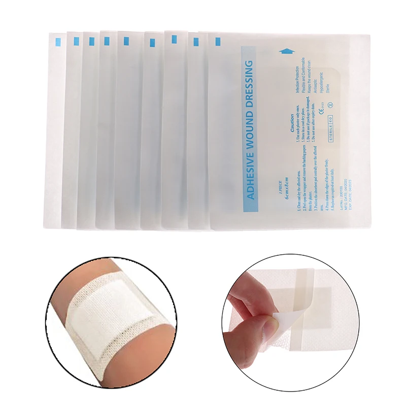 

10Pcs/lot 8*6cm Non-woven Tape Adhesive Plaster Breathable Patches Bandage First Aid Hypoallergenic Wound Dressing Fixation Tape