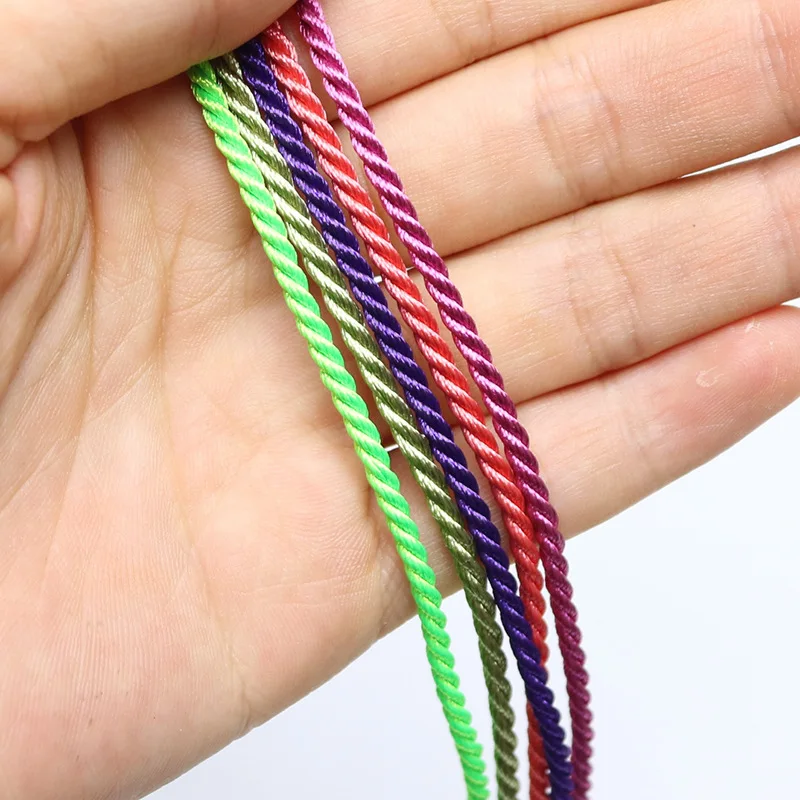 10 Meters 3mm Satin Polyester Cords Three strands of Rope Silk thread Rope Diy Jewelry Findings Handbag Gift Box Accessories