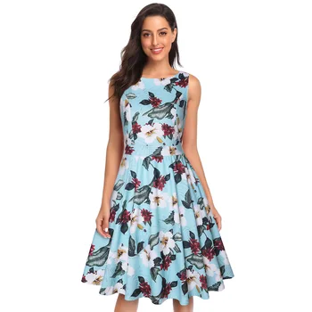 

Madam clothing OWLPRINCESS The new 2019 women's clothing collar sleeveless printed retro dress