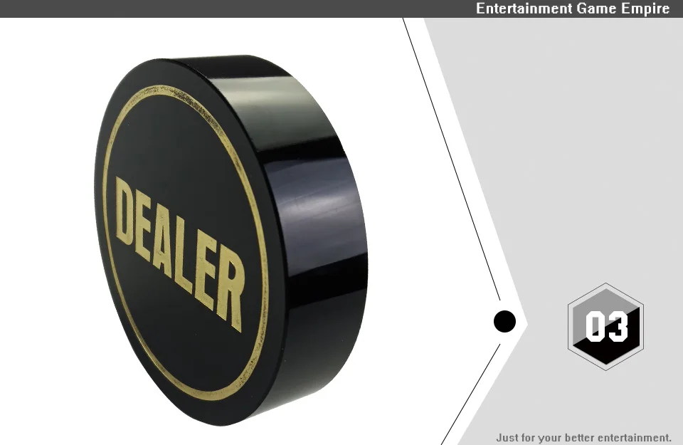 Easytoday Texas Poker Chips Standard Accessories Dealer Black Crystal All In Baccarat Dealer Button Gold Word Poker Chip (3)