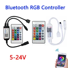 

DC 5V 12V 24V Bluetooth LED RGB controller 12v With 24Key Remote Control For 5050 3528 2835 rgb LED Strip lights