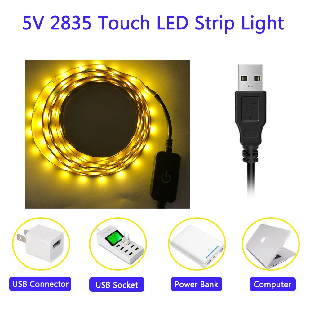 5V USB Мощность сенсорный Светодиодные ленты светильник один контроллер цвет