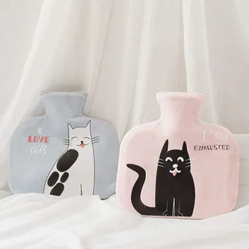 

Large Size Winter Hot Water Bottle With Cute Plush Cover Water Filling Cartoon Kitten Hand Warmer Hot-Water Bags Warmer