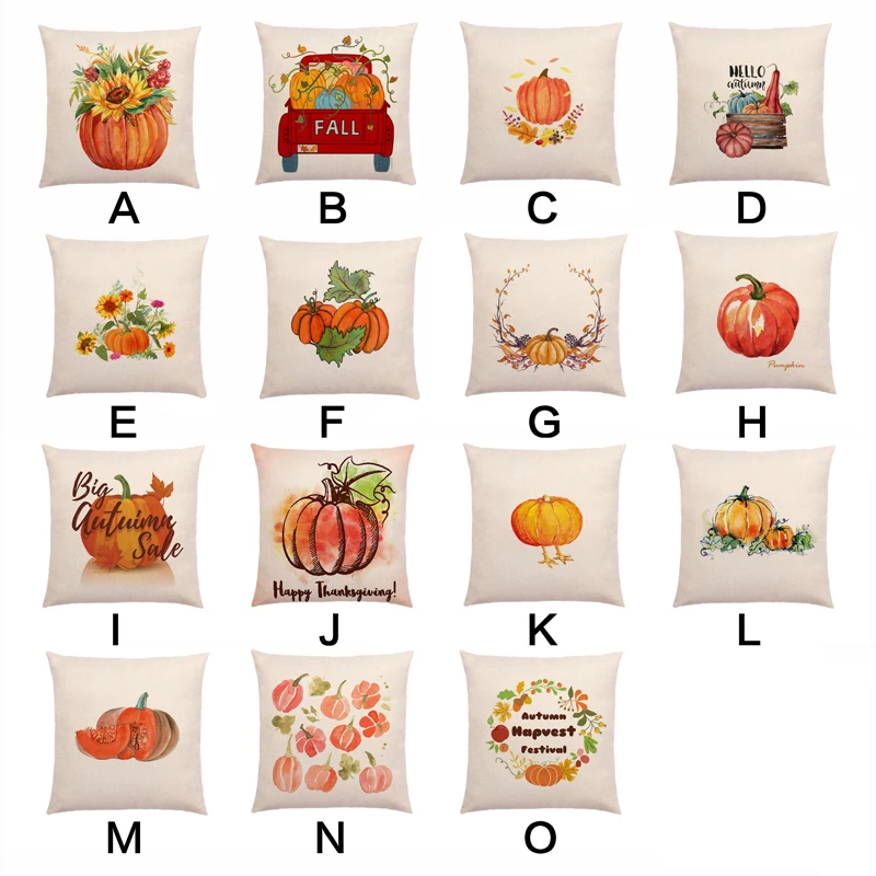 Pillowcase Cotton Linen Flower Pattern Pillow cover Happy Fall Thanksgiving Day Soft Cushion Cover Car Home Sofa Decor
