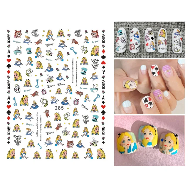 1PCS Disney Cartoon Anime Collection Star Design Nail Sticker Mickey Mouse Donald Duck Lion King Mermaid Stitch Nail Slider WG285