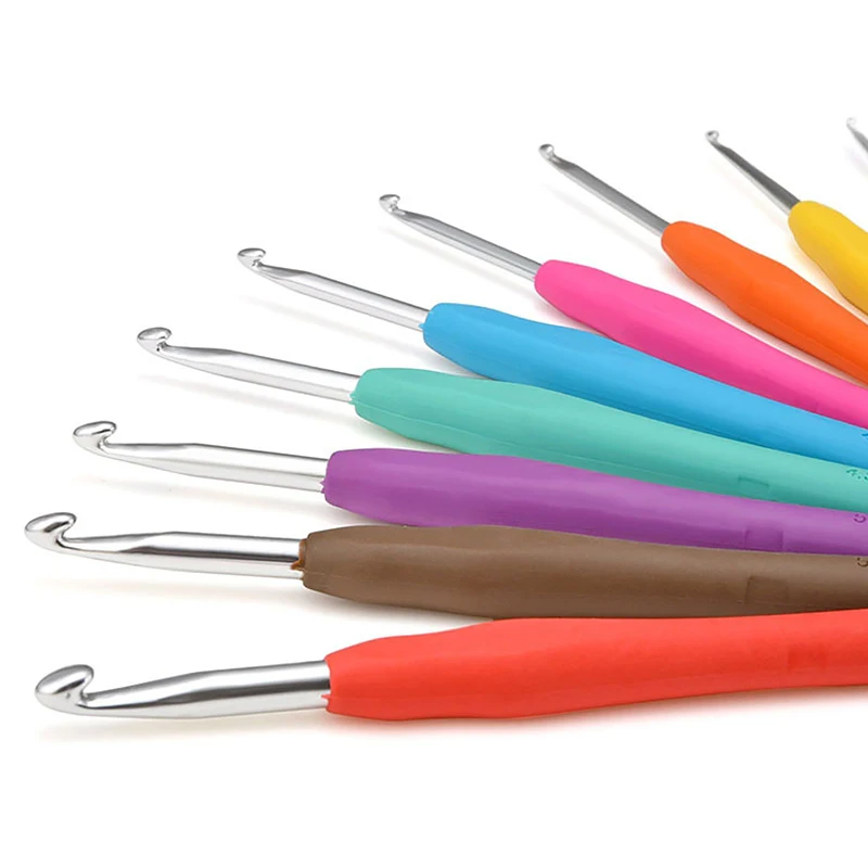 1Pcs 2.0-10.0mm Rubber Handle Crochet Hooks Needles Knit Weave Craft Yarn Sewing Tools Crochet Knitting Needles