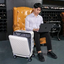 Деловая Передняя сумка для компьютера, чемодан на колёсиках для мужчин, алюминиевая рама, чемодан на колесиках, женская мода, сумка для путешествий, 20/24 дюймов