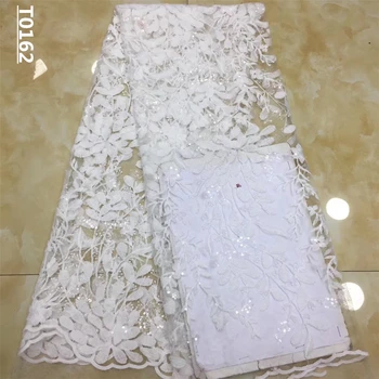 

White African Swiss Voile Lace Fabric High Quality French Tulle Lace Fabric Sequins Nigerian Lace Guipure Embroidery Fabric