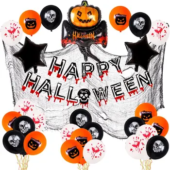 

Halloween Balloon Set Holiday Celebration Party Supplies Decoration Pumpkin Ghost Purple Bat Pattern Halloween Balloon