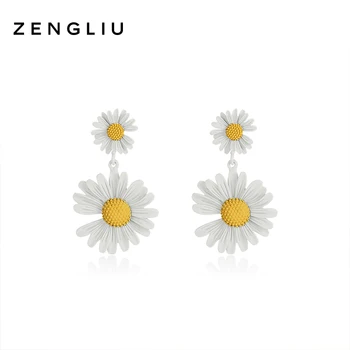 

ZEGL women's earrings handmade cute flower-shaped daisy safety pin earrings for fashion pendant women's earrings