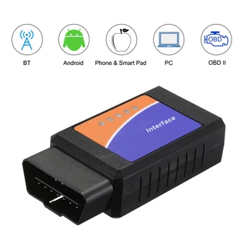 

Black OBD OBD 2 Scanner Tool Detector with BT Connection for IOS Android Windows Service