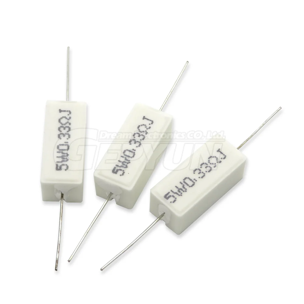 10pcs 5W cement resistance 0.1-10K 0.1R 0.5R 1R 10R 100R 0.22 0.33 0.5 1 2 5 8 10 15 20 25 30 100 ohm power resistance Cement Resistor