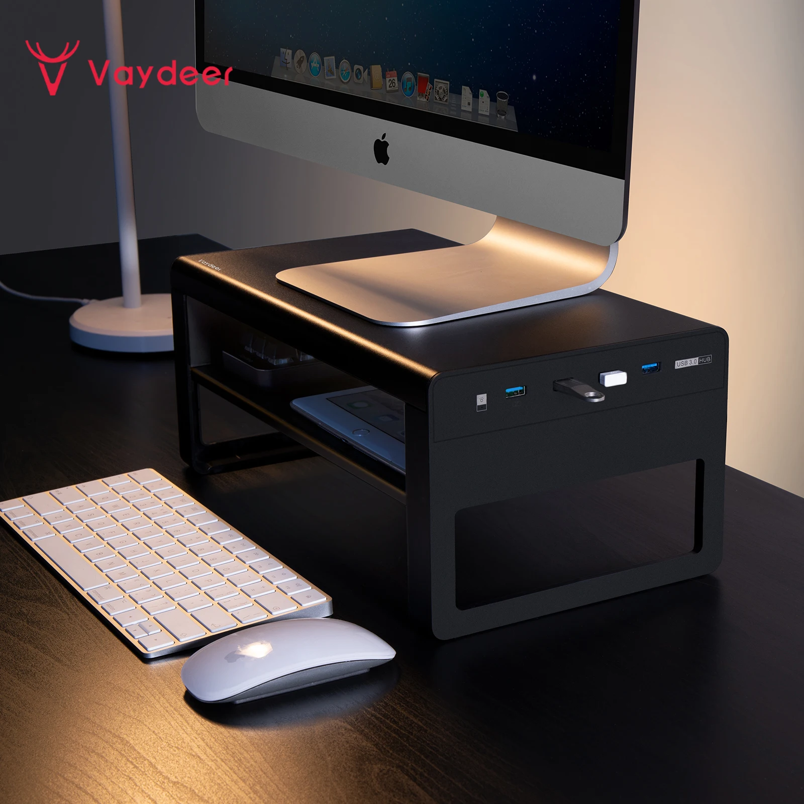 2-ярусная подставка для монитора с USB 3 0 втулками Алюминиевая Подставка