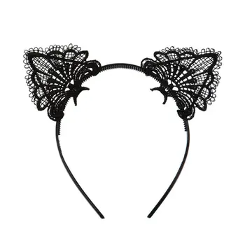 

Korean Women Cute Lace Cat Ears Headband Rabbit Ears Hair Card Exaggerated Headband Hair Accessories