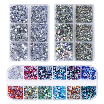 

6000pcs/set Hotfix Rhinestone Flat Back Crystal with Clear AB 6 Sizes Crystal and 12 Mix Color for DIY Fabric, Face Art Clothes