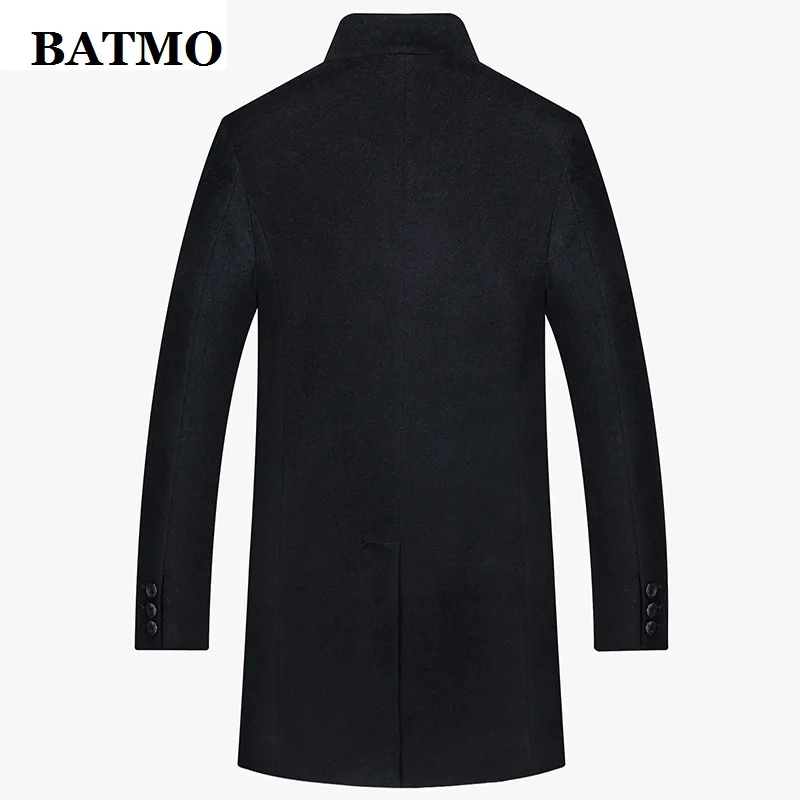 BATMO шерсть натуральный мех норки воротник толстое пальто для мужчин, мужская зимняя шерсть Длинные куртки, размер M, L, XL, XXL, XXXL 8859