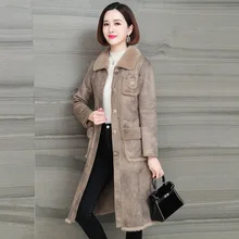 Aliexpress - Natural Rabbit Double-faced Fur Integrated Mink Collar Coat Wool Liner Mid Long Full Pelt Real Leather Overcoat for Slim Winter