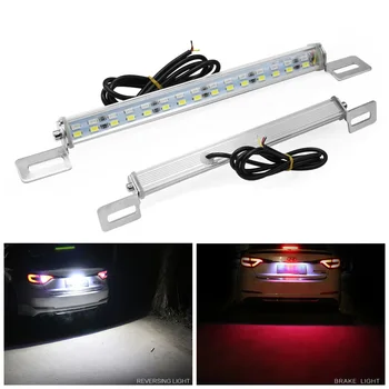 

CAR White/Red 30Leds Rear Car LED License Plate Lights Brake Stop Lamp Tail Reverse Light Bar 5730 SMD License Plate Lamp