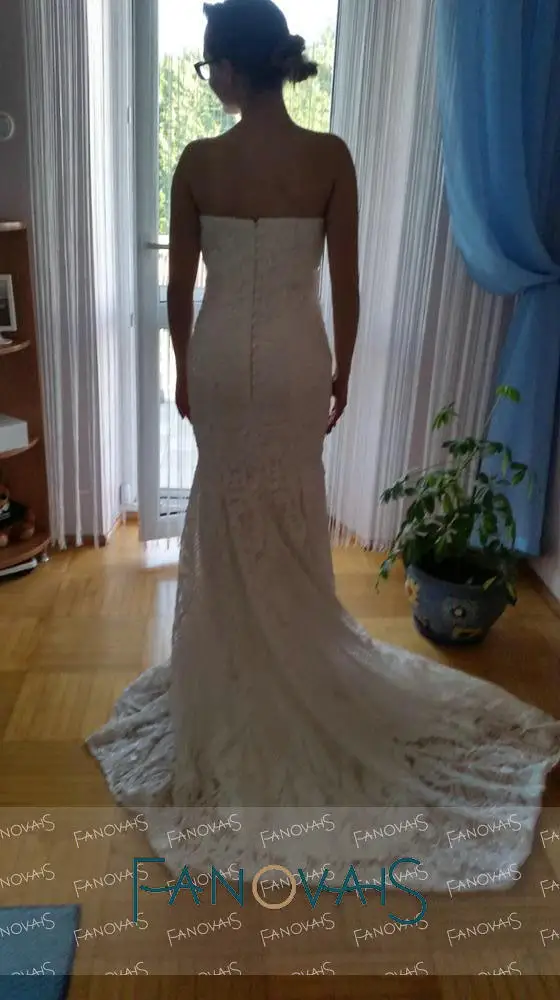 zipper button back Старинные кружева Русалка свадебное платье Турция Vestido de Novia блесток кружева Sheer свадебные платья халат mariee gelinlik casamento - Цвет: zipper button back