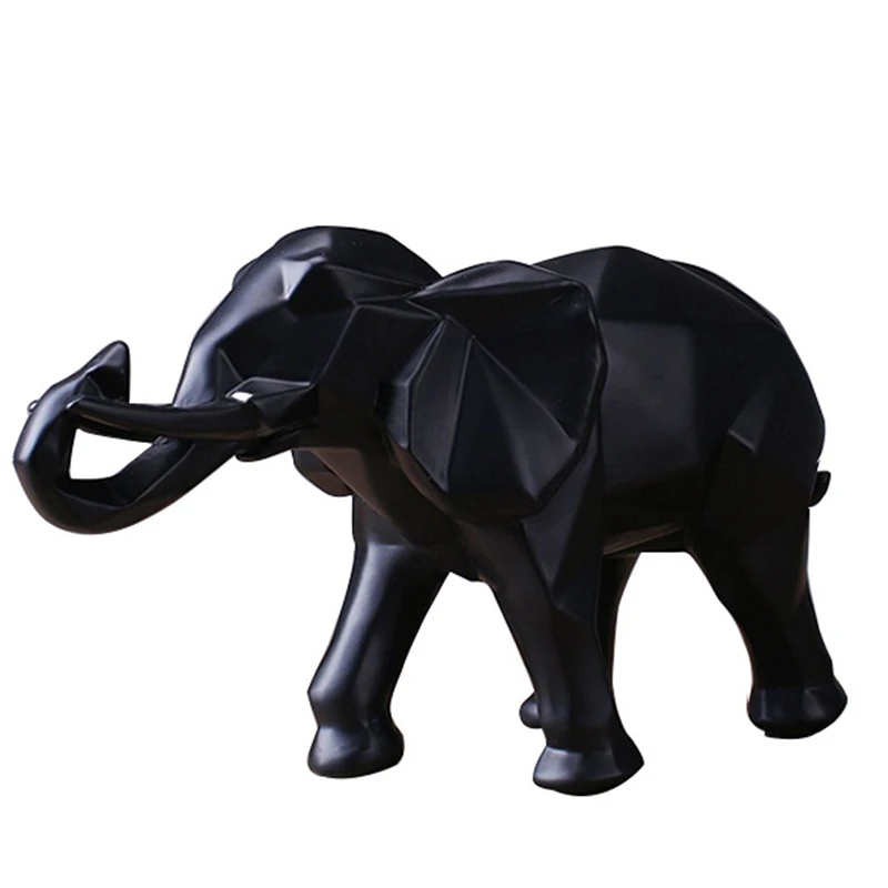 

Modern Geometric Black Elephant Resin Home Decoration Accessories Crafts Statue Ornament