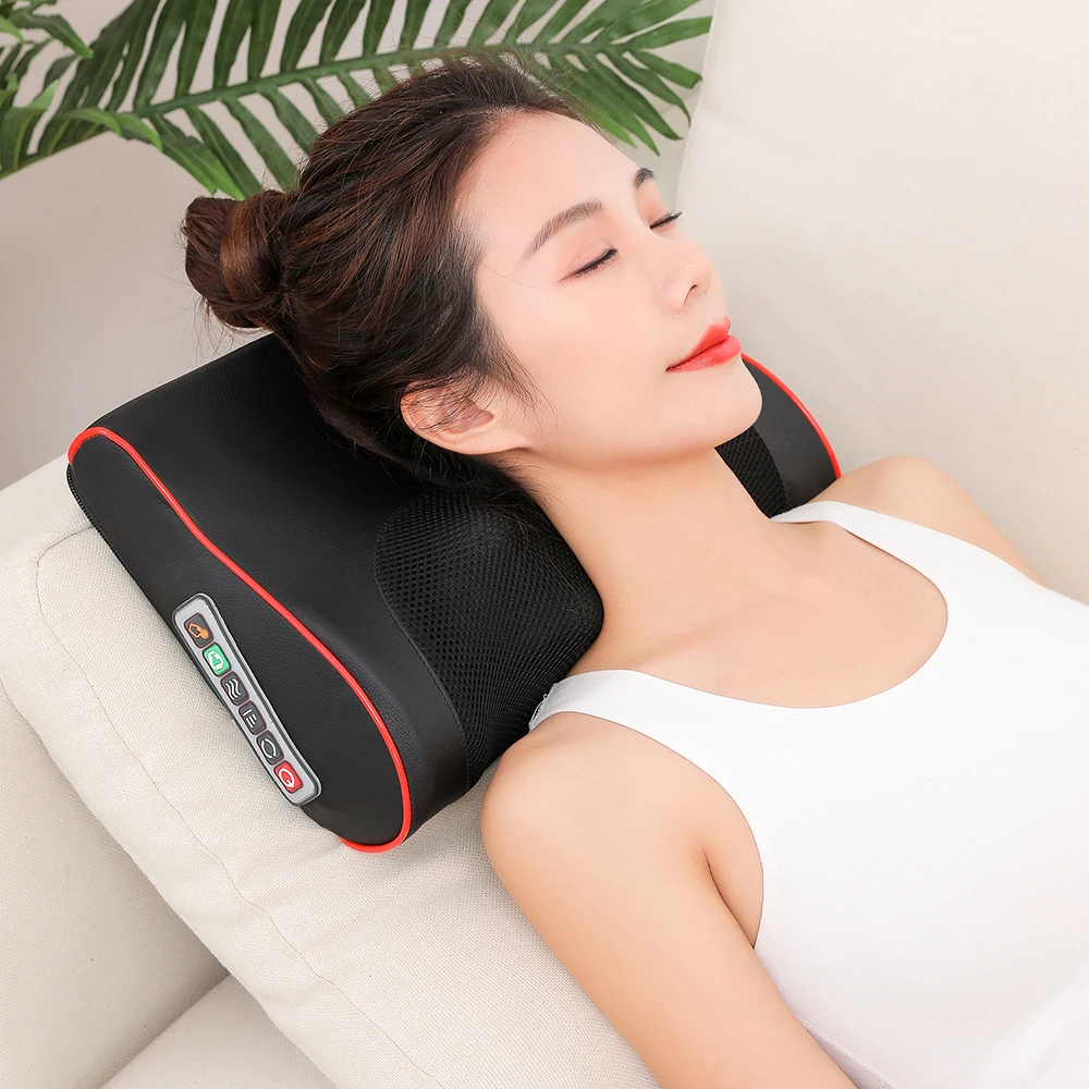8D Massage Pillow Infrared Heating Neck Shoulder Back Body Shiatsu Device Cervical Health Relaxation Kneading Neck Massager
