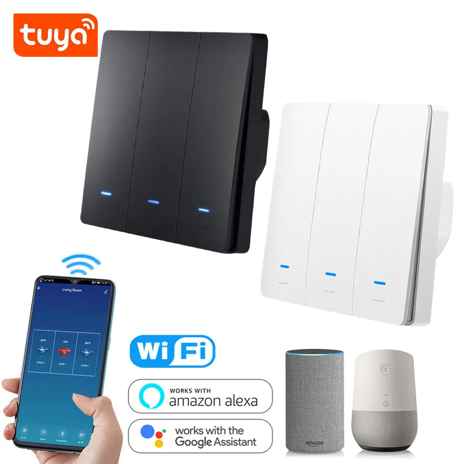 Выключатель настенный Tuya Smart Life с поддержкой Wi Fi и таймером 10 А 110 В 220
