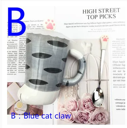 Couple cat claw cup, cute super cute coffee cup, mug ceramic cup, creative household milk water cup - Цвет: B