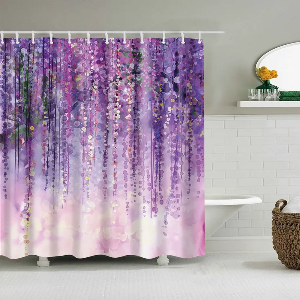 

Dafield Beautiful Shower Curtain Flower Abstract Herbs Weeds Alternative Medicine Blossoms Ivy Back Florets Shrubs